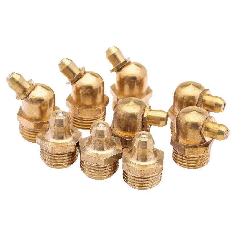 黄铜油嘴头挖机货车铲车90度45度中直304不锈钢/铁镀镍套装弯头嘴