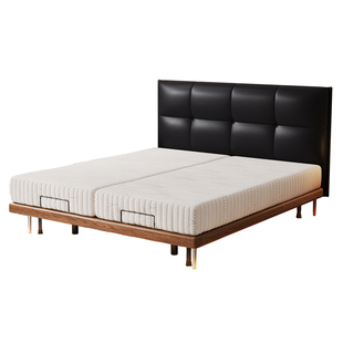 黑巧真皮床全实木主卧中古风智能电动升降自动双人按摩薄床头大床