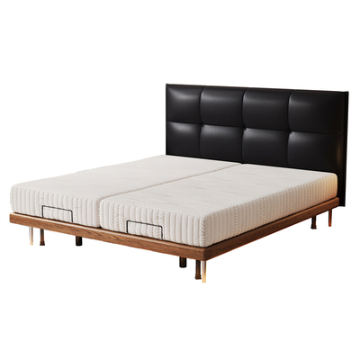 诗享迦黑巧真皮全实木电动智能床