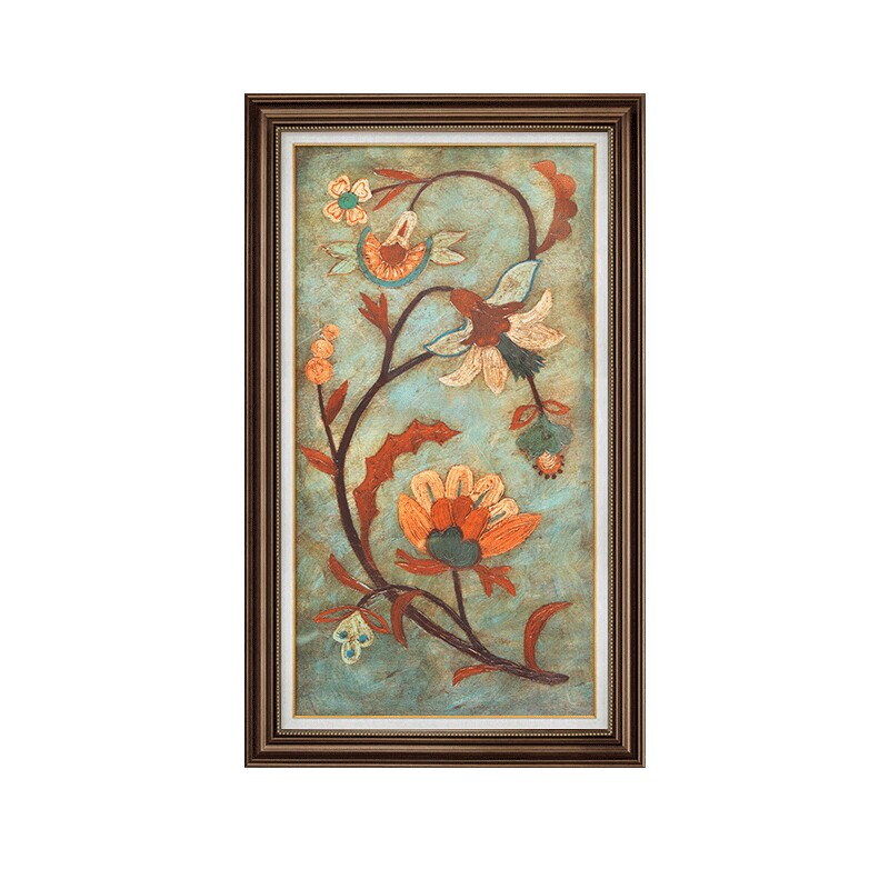 美式玄关装饰画竖版入户正对门走廊过道挂画墙壁餐厅手绘油画欧式