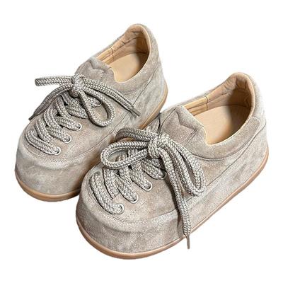 磨砂真皮松糕厚底丑萌勃肯鞋女