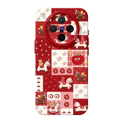 适用vivox300手机壳ultra女款x200s保护套x80pro硅胶x70全包防摔x60高级90新款x100格子vivo新年小马pro+软外