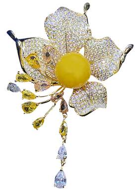 时尚气质彩色锆石胸花流苏花朵