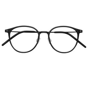超轻纯钛近视眼镜框男款可配度数日系复古圆框椭圆形钛架黑框镜架