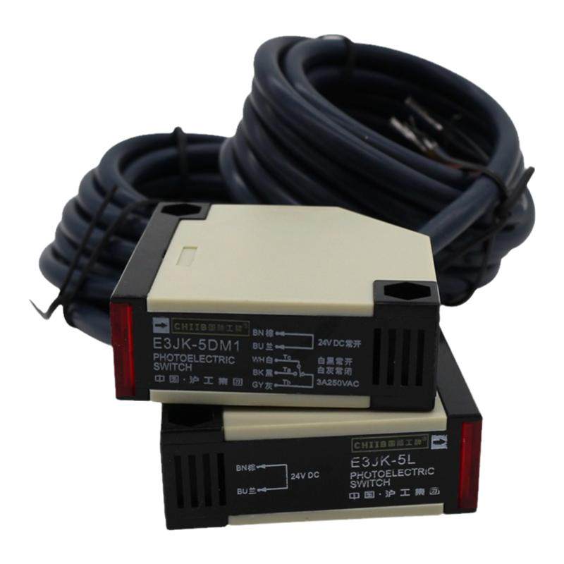 沪工E3JK-5DM1/5L红外光电开关传感器220V感应器对射式5米24V型