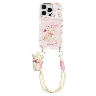 玩胜 白鹿同款蝴蝶结草莓兔子卡套iphone17promax苹果14手机壳15新款16pro女12腕带挂绳13pm硅胶创意防摔软壳