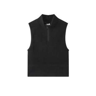 森马背心女高腰修身内搭纯色半开襟高领无袖上衣春季打底衫中长款