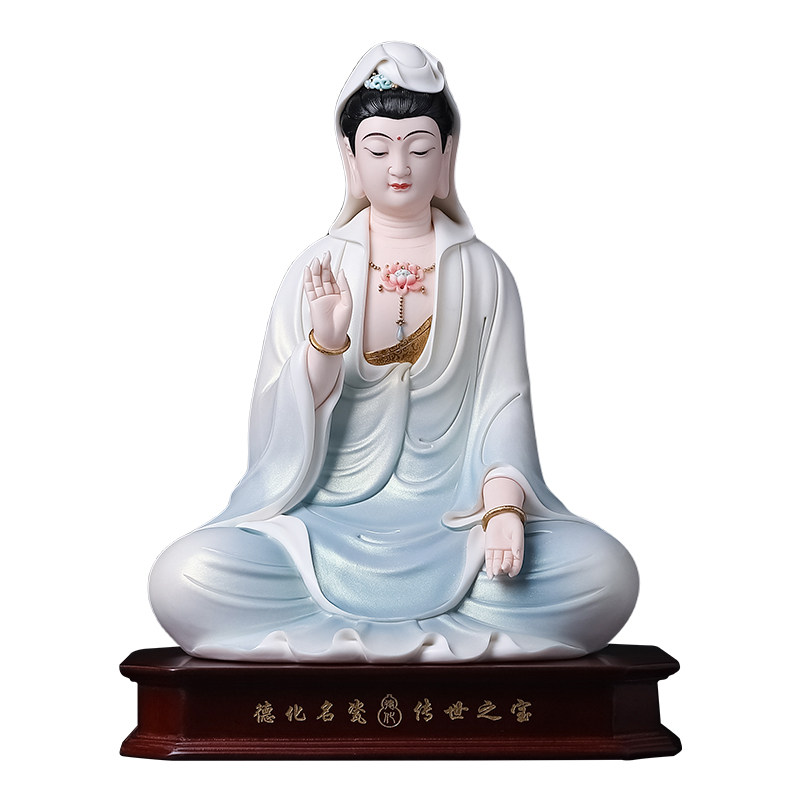 陶瓷正坐观音菩萨佛像大师林建平