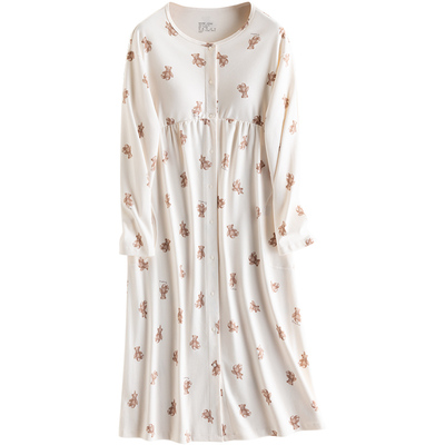 哺乳睡裙医院待产裙孕妇纯棉裙子