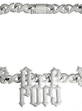 Mr.Blingggggg欧美嘻哈珠宝 定制TRAPSTAR字母拼接一体式古巴链