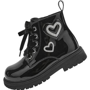 巴拉巴拉童鞋女童马丁靴亮面儿童短靴2026新春秋拜年鞋小皮鞋靴子