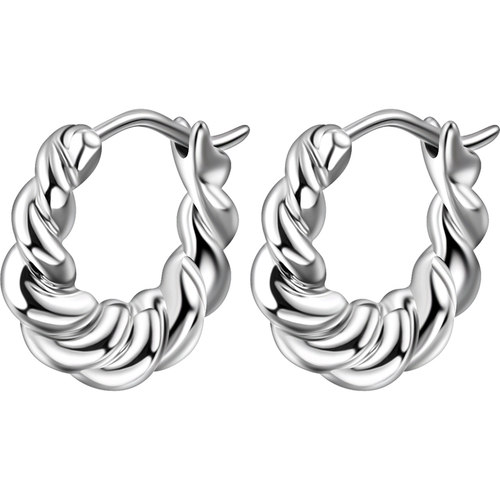 老银匠s925银耳圈女扭纹麻花高级感小众设计纯银耳环银耳扣银耳饰