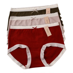 小兰裙W025新款女士秋冬羊绒加厚暖绒磨毛中腰蕾丝边少女三角裤头