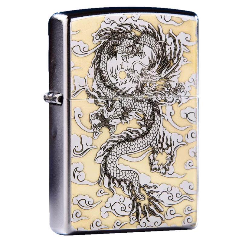 zippo打火机磨砂送礼祥云龙