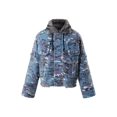 TBHNP血月之夜蓝迷彩夹克毛领
