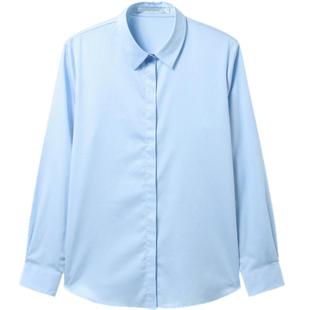 雅戈尔春秋新品女士长袖衬衫商务棉质免烫浅蓝上班工作服衬衣3882