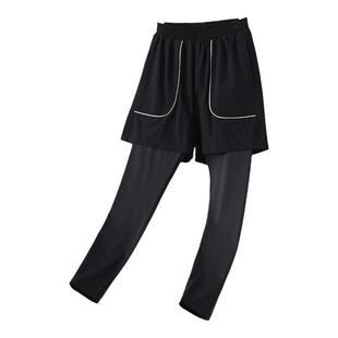 男童假两件外穿防晒运动短裤跑步篮球高弹训练长裤女生速干透气