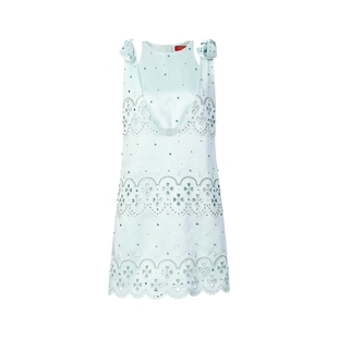 lefame拉飞姆秋季马德拉刺绣钉珠浅绿色连衣裙套装