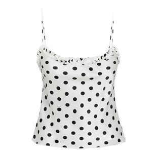 RealisationPar 吊带白色波点真丝圆领背心上衣25年新 The Evie