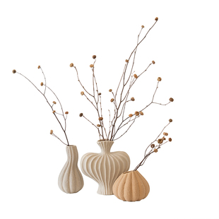 小南瓜干树枝中式日式插花办公室落地玄关摆件诧寂风软装橱窗造景