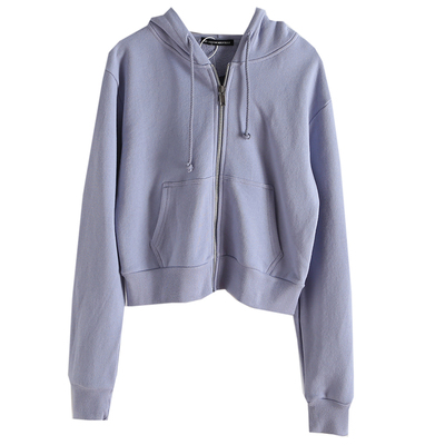 甜酷美式风显高棉质拉链卫衣外套