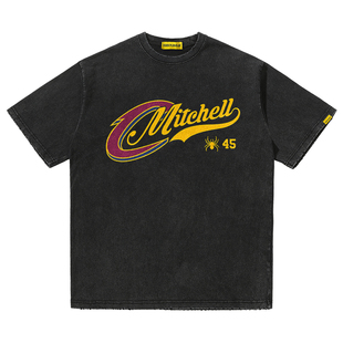 摇滚计划骑士队米切尔美式印花长袖潮牌T恤纯棉篮球衣复古vibe男