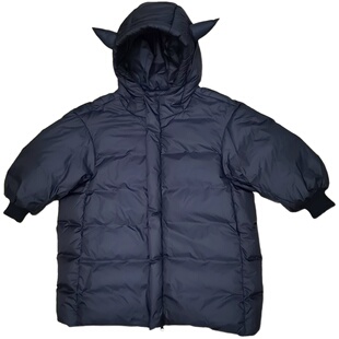 韩国童装儿童羽绒服小恶魔过膝长款加厚男童女童宝宝冬装连帽外套