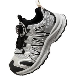 左西儿童运动鞋女童鞋子软底秋冬跑步鞋加绒加厚保暖鞋女童旋钮鞋