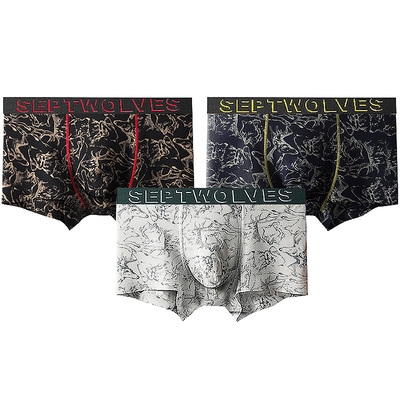 七匹狼弹力纯棉抗菌国潮印花内裤