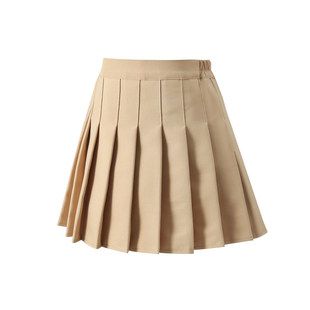 女童卡其色百褶裙夏秋防走光半身裙裤女孩高腰学院风百搭制服短裙