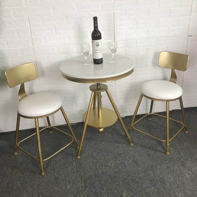 阳台铁艺实木桌椅组合 咖啡奶茶店桌椅3件套经济简约阳台小茶几桌