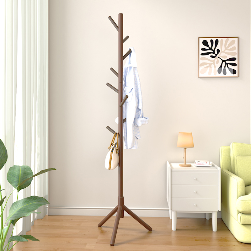 新疆包邮实木衣帽架落地卧室家用榉木挂衣服架子挂衣杆立式挂衣挂