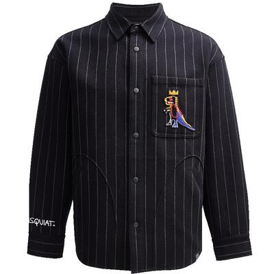 SEASONHIGH BSQ秋新款潮出街时尚百搭宽松毛巾绣按扣休闲衬衫男装