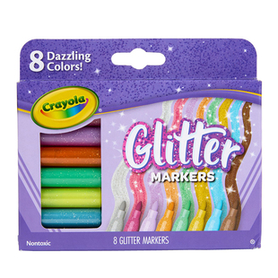 绘儿乐Crayola闪光马克笔儿童荧光笔彩色笔无毒亮晶晶小学生专用画笔8色