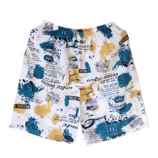 夏季男女纯棉绸短裤家居裤薄款人造棉睡裤大码沙滩裤宽松五分裤子