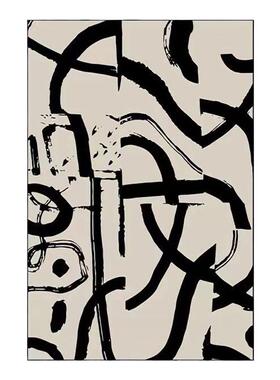 黑色线条客厅挂画壁画侘寂风抽象