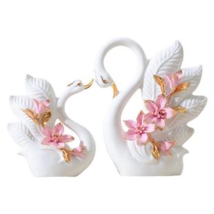 天鹅摆件陶瓷装饰品客厅结婚礼物酒柜创意卧室创意电视柜房间玄关