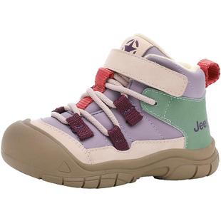 jeep鞋子女童宝宝机能童鞋儿童软底加绒二棉鞋男童保暖高帮鞋冬天