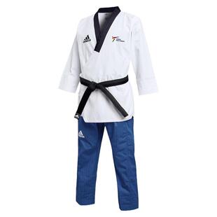 adidas阿迪达斯跆拳道品势道服 男女款黑领九段黑带表演服 WT认证