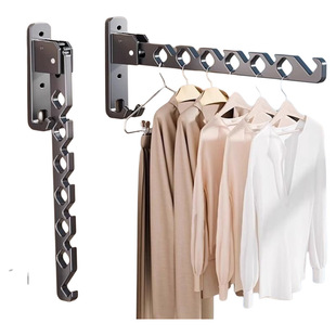 折叠晾衣架壁挂墙上固定卫生间免打孔伸缩晾衣杆阳台隐形晾衣神器