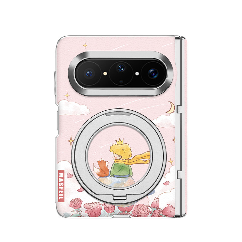 ZHIZHE×粉色玫瑰王子适用华为PuraXMax手机壳磁吸带支架小折叠PURA典藏版全包中轴保护套防摔女x2新款高级