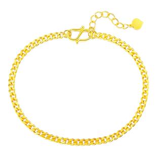 侧身链手链 女纯银925镀黄金色素链手环叠戴手饰简约百搭通勤礼物