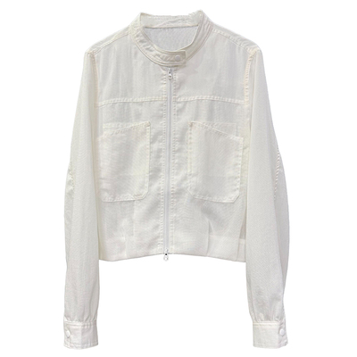 尖货宽松真丝亚麻休闲夹克短外套