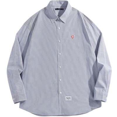 太平鸟长袖格纹休闲衬衫