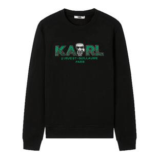 KARL LAGERFELD圆领休闲卫衣25秋冬新品高级上衣老佛爷男装套头衫