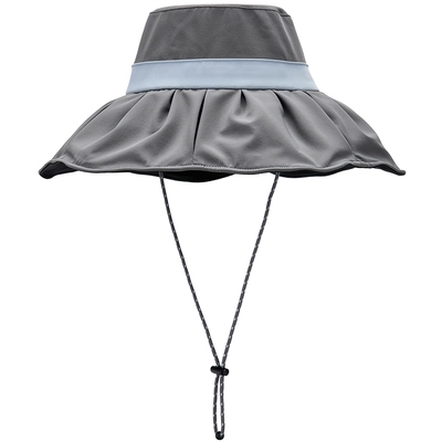 热风女士防晒帽户外大帽檐遮阳帽2026年春季新款撞色大檐防晒帽子