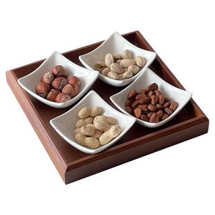 中式陶瓷干果盘茶点盘家用水果盘创意零食糖果盘小吃托盘分格盘子