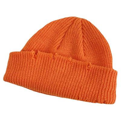橙色破洞街头时尚百搭毛线帽秋冬