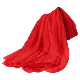 正四方形1米x1米丝巾中国大红色薄纱巾儿童舞台表演跳舞演出围巾