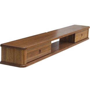 现代极简电视柜壁挂实木客厅悬挂墙上机顶盒置物架卧室超窄柜搁板